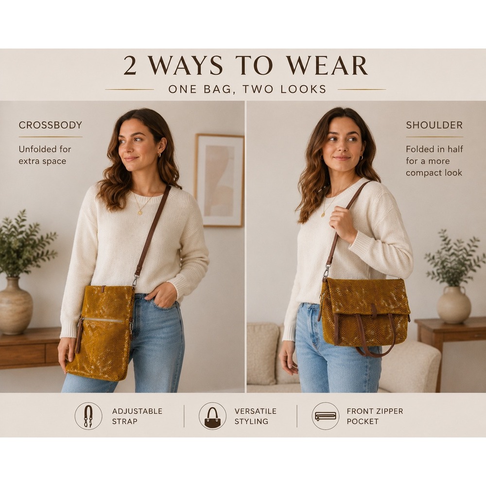 Sorial New York Mustard Yellow Snakeskin Embossed‎ Leather Convertible Tote Bag